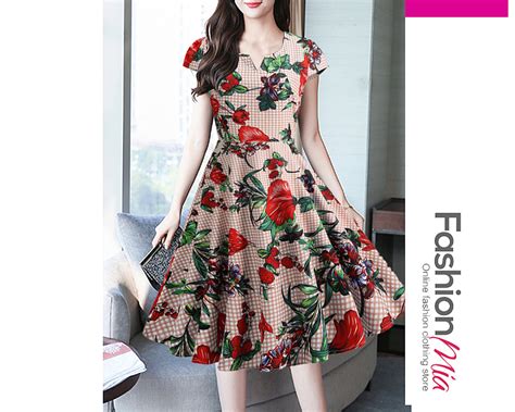 Sweet Heart Floral Printed Skater Dress Clothing And Shoes