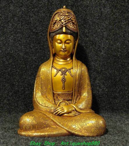 Old Dynasty Purple Bronze Gold Guanyin Kwan Yin Bodhisattva Buddha