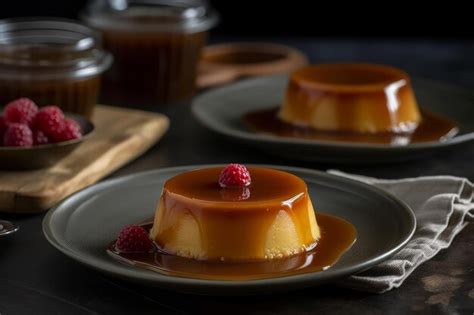 Un Plato De Flan Con Salsa De Frutos Rojos Encima Foto Premium