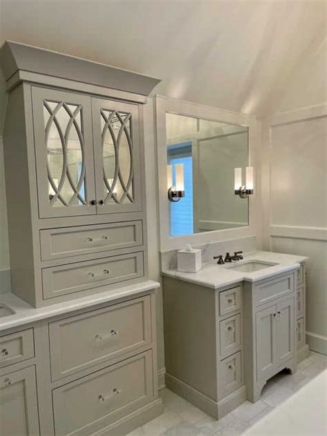 Sherwin-Williams-Agreeable-Gray-Bathroom-Cabinets-1 - Renovated Faith