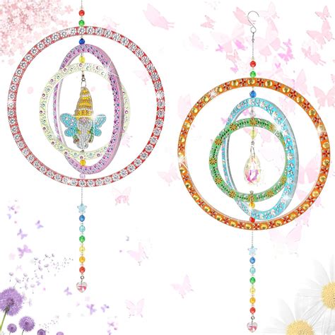 Amazon 2 Pieces 3D Diamond Painting Wind Chime Kits Rotating