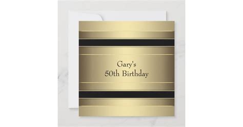 Gold Black Stripe Mans 50th Birthday Party Invitation Zazzle