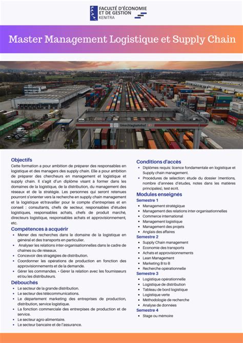 Master Management Logistique Et Supply Chain Facult D Economie Et De