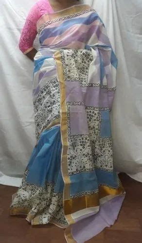 Casual Wear Hand Block Printed Sarees 6 3 M With Blouse Piece At Rs