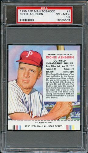 Red Man Nl Richie Ashburn Phillies Psa Phillies Psa