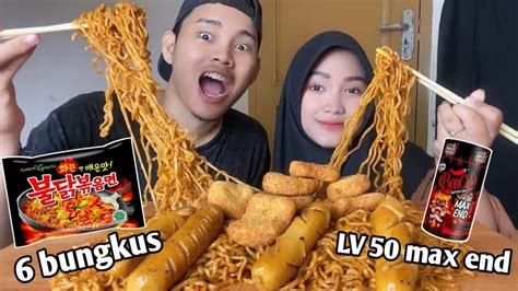 MUKBANG 6 BUNGKUS MIE SAMYANG BONCABE LV 50 MAX END SOSIS NUGGET