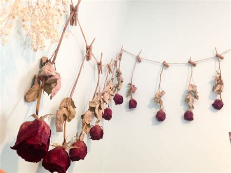 Dried Roses For Wall Decor Use Rustic Clothes Pins And Craft Twine