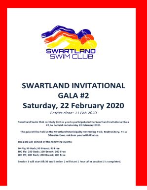 Fillable Online Swartland Invitational Gala 200 Free Men Fax Email