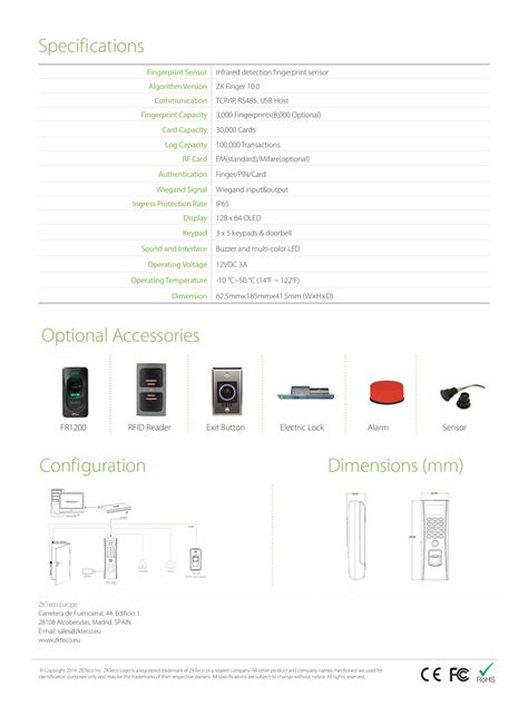 ZKTECO ZK TF1700 ID OES Asia Solutions