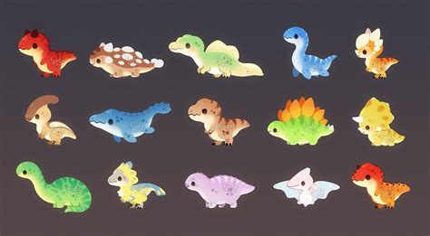 Set of cute dinosaurs with their names – Artofit