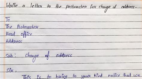 Write Letter To The Postmaster For Change Address Letter To Post