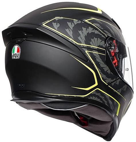 Full Face Motorcycle Helmet Agv K S Multi Tornado Black Yellow Fluo