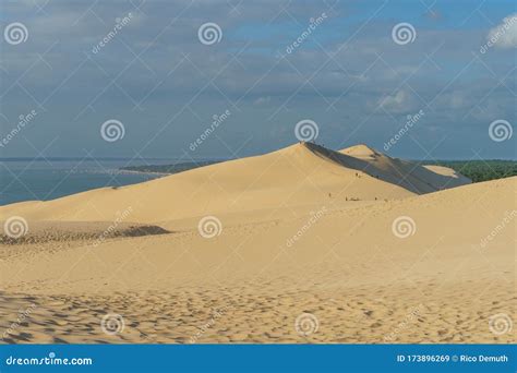 People on the Dune of Pilat in the Sunset. Stock Image - Image of ...