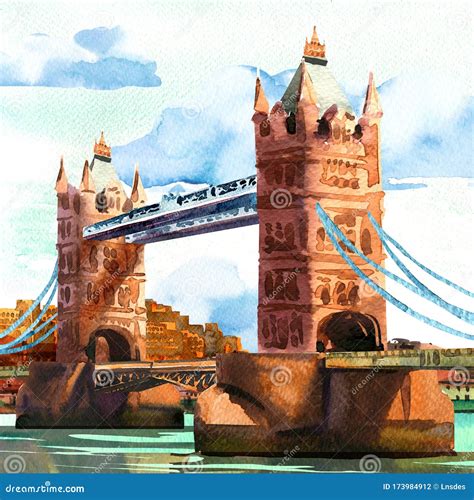 Historic Famous Landmark of London Tower Bridge on River Thames