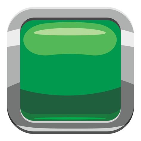 Light Green Square Button Icon Cartoon Style Vector Art At