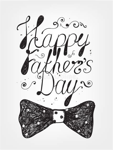 Happy Fathers Day Card With Hand Made Text Stock Vector Illustration