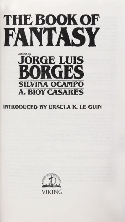 The Book Of Fantasy Introduced By Ursula K Le Guin By Borges Jorge