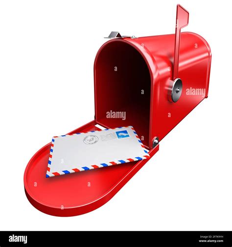 Red Mailbox And A Letter Envelope Mail Inbox Correspondence With