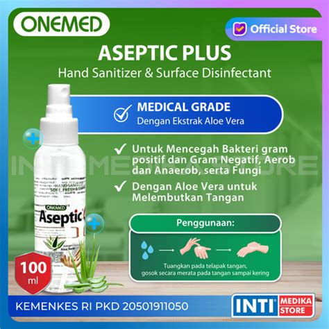 Jual ONEMED Aseptic Plus With Aloevera 100ml Hand Sanitizer Spray