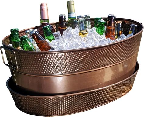 Amazon Brekx Aspen Copper Galvanized Beverage Tub W Copper Tray