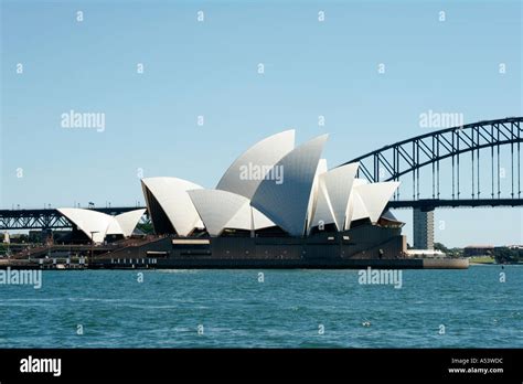 Sydney Opera House And Harbour Harbor Bridge In Australia Stock Photo