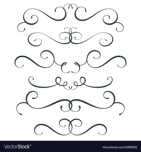 Flourish Set Scroll Collection Curl Royalty Free Vector