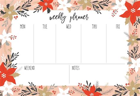 Premium Vector Christmas Weekly Planner