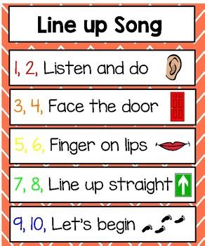 Line up song poster by Growing with Glynn | Teachers Pay Teachers