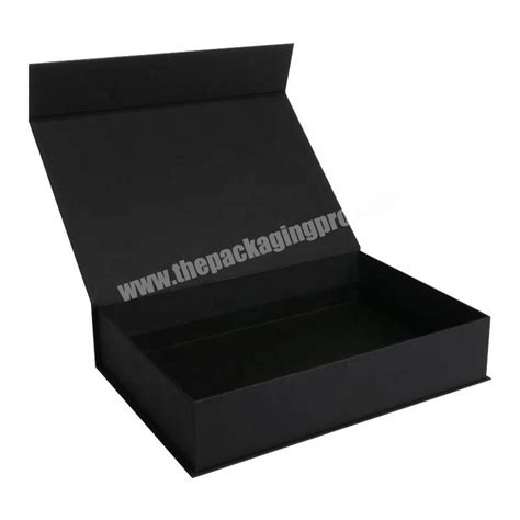 Luxury Business Black Book Shaped Rigid Cardboard Foldable T Box Custom Print Paper Clamshell