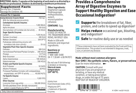 Klaire Labs Vital Zymes Enzimas Digestivas Completas Ayuda A La