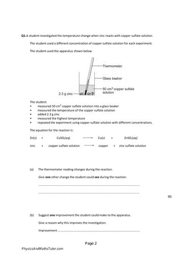 GCSE CCEA Chemistry Energy Changes in Chemistry Complete Revision ...