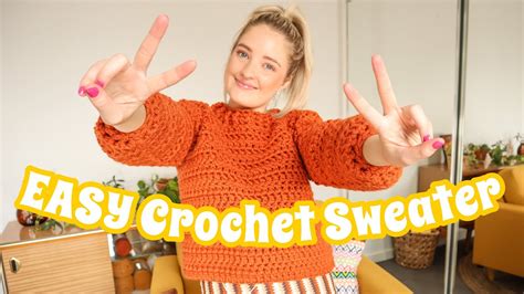 Easy Crochet Sweater Tutorial Any Size Chunky Crochet Jumper Youtube