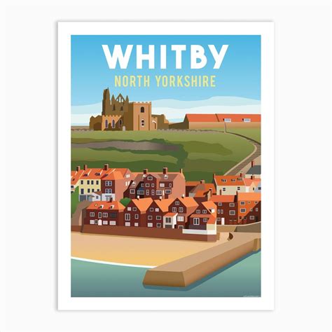 Whitby Abbey Steps Harbour Yorkshire Art Print By Cotswold Poster Co Fy