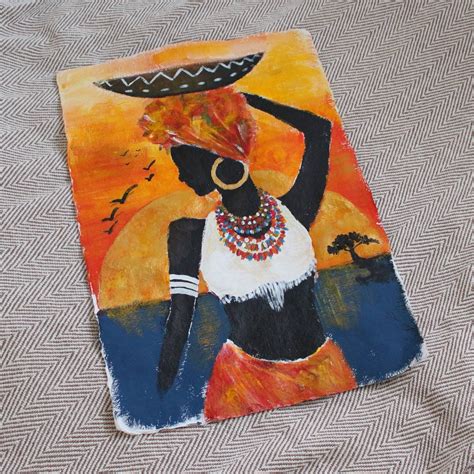 African Inspired Acrylic Painting Black African Women Art Etsy