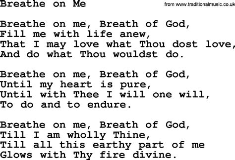 Baptist Hymnal, Christian Song: Breathe On Me- lyrics with PDF for printing