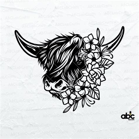 Highland Cow Svg File Cow With Flowers On Head Cow Clipart Cow Png Cute