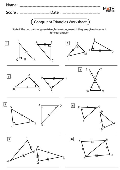 Triangle Congruence Practice Worksheet