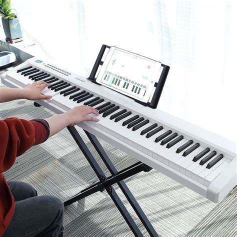 Цифровой 88-клавишный полноразмерный синтезатор с Bluetooth,белый ...
