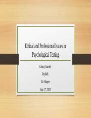 Ethical Considerations In Psychological Testing Course Hero