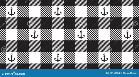 Anchor Seamless Pattern Vector Boat Checked Tartan Plaid Helm Pirate