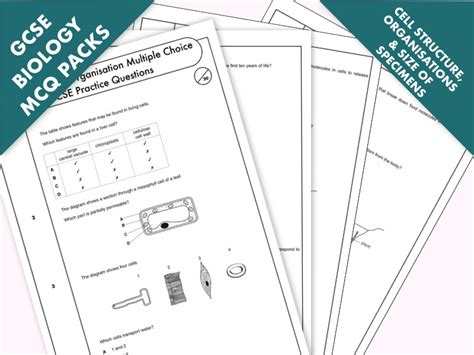 Gcse Biology Multiple Choice Topic Question Pack On Cell Biology