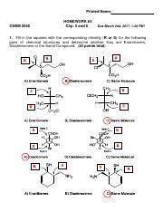 HW 2060 4S17AK Printed Name CHEM 2060 HOMEWORK 4 Chp 5 And 6 Due