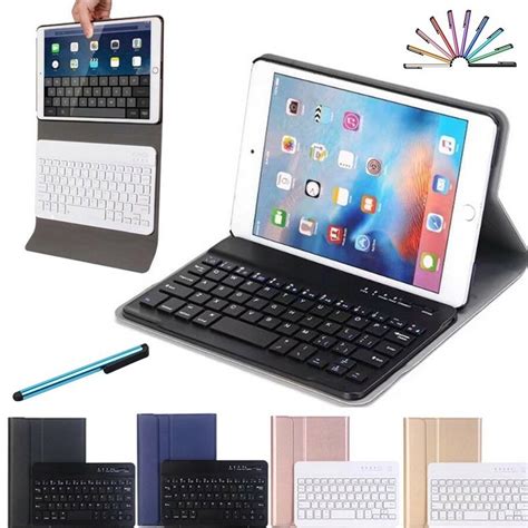 Para Ipad Mini Teclado Bluetooth Sem Fio Suporte De Couro