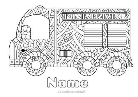 Coloring Page No Mandala Truck Vehicles