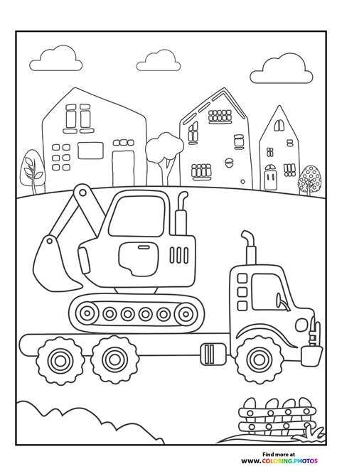 Excavator on a truck - Coloring Pages for kids