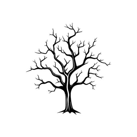 Premium AI Image Naked Tree Silhouette Hand Drawn Isolated Vector