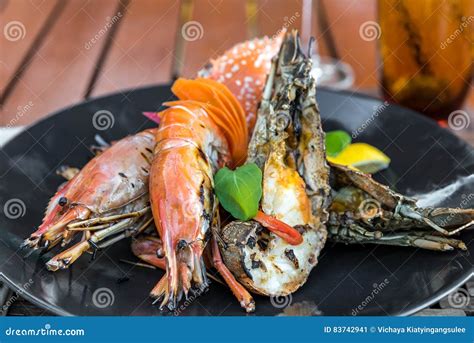 Delicious Grilled Seafood Platter Stock Image Image Of Meal Cooked