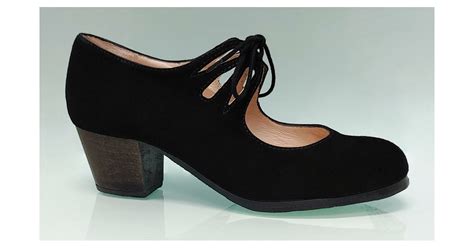 Chaussure De Danse Flamenco Professionnelle En Daim Noir Avec Lacets