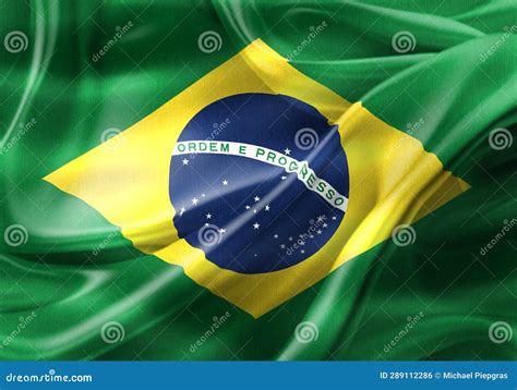 Brazil Flag Realistic Waving Fabric Flag Stock Illustration