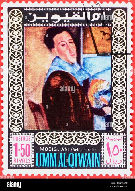 Photo Of A 1 50 Qatari Riyal Postage Stamp From Umm Al Qiwain Italian